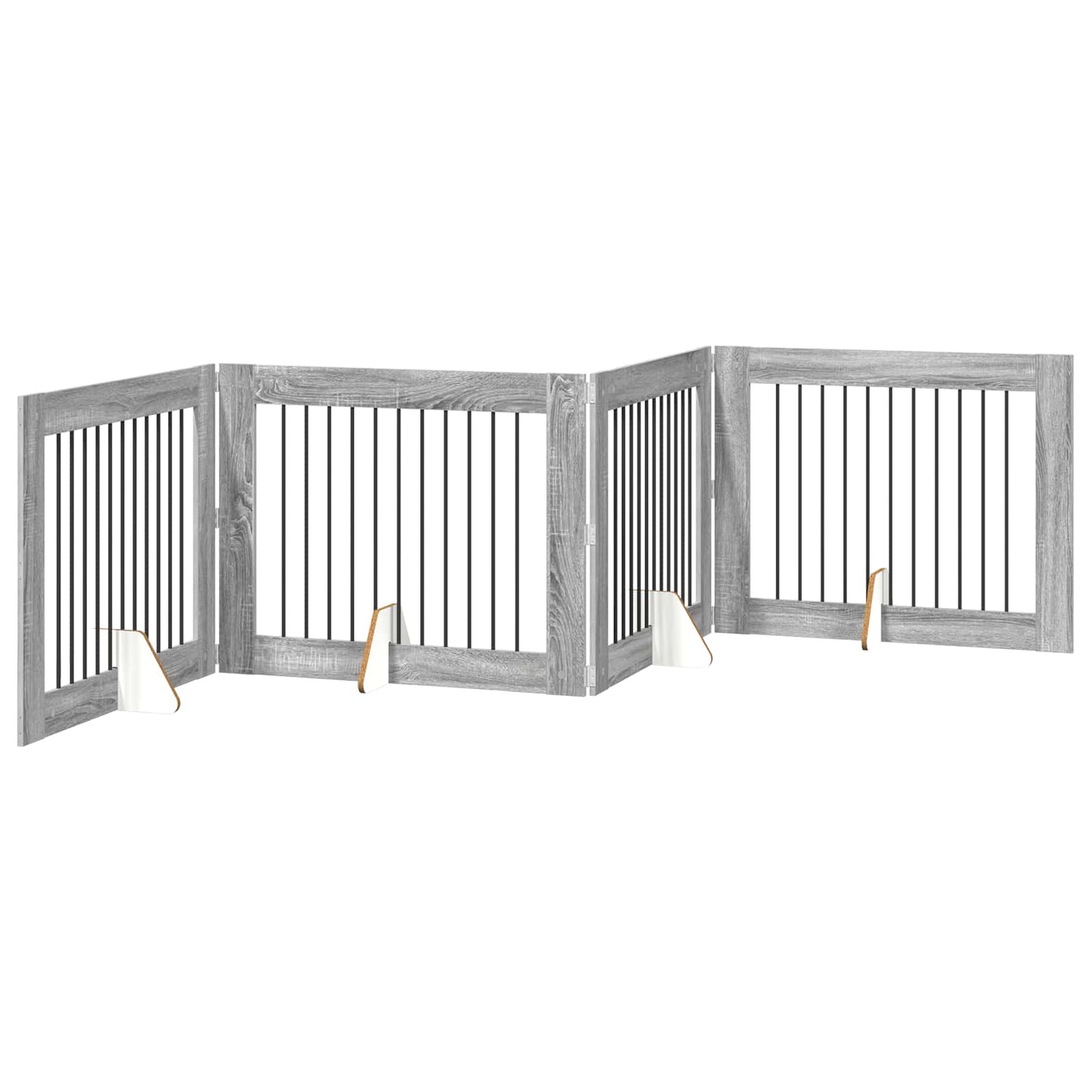 Cancello per cani con supporti 4 pcs Grigio Sonoma 100 x 80 cm | homemem39