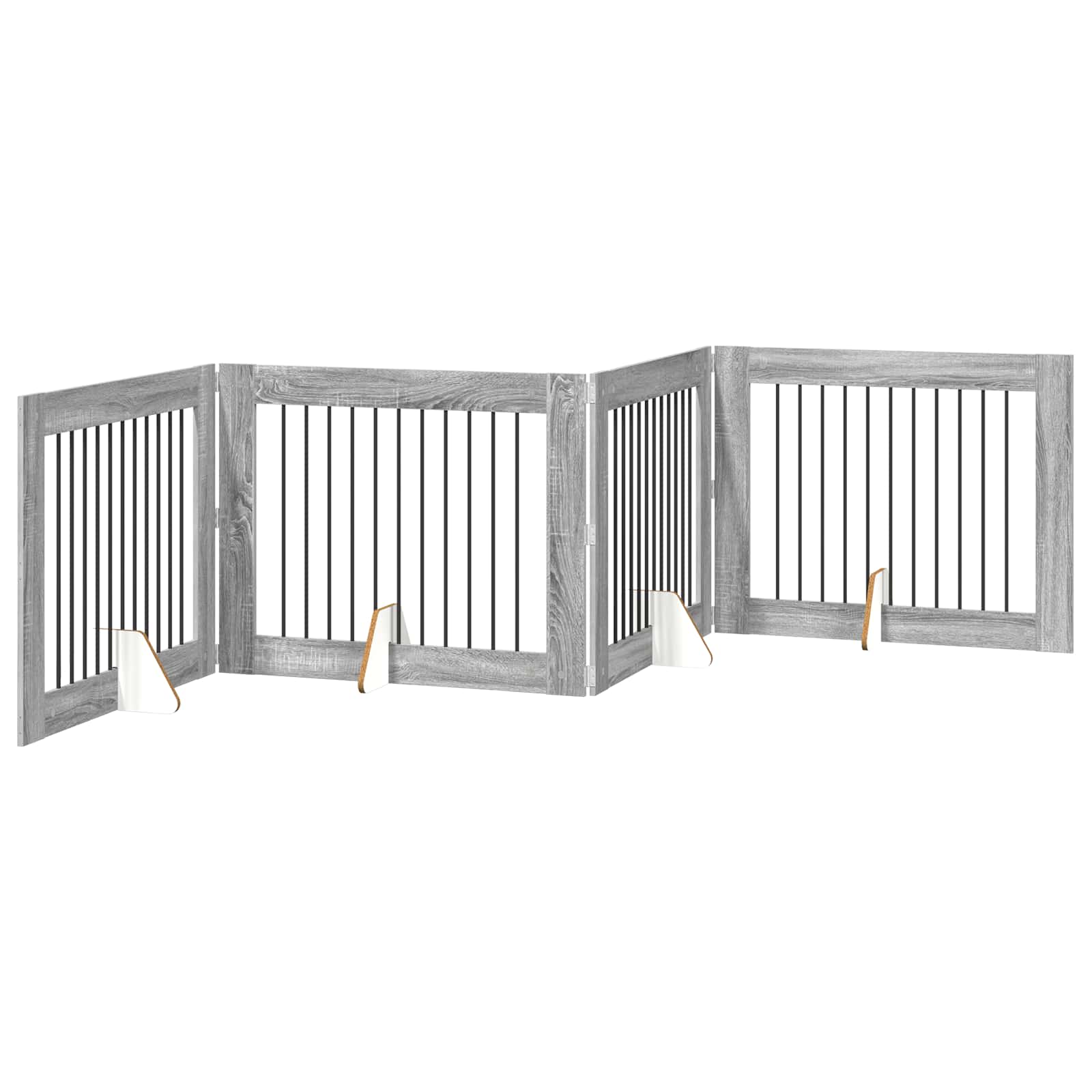 Cancello per cani con supporti 4 pcs Grigio Sonoma 100 x 80 cm | homemem39