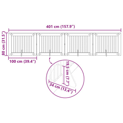 Cancello per cani con supporti 4 pcs Grigio Sonoma 100 x 80 cm | homemem39