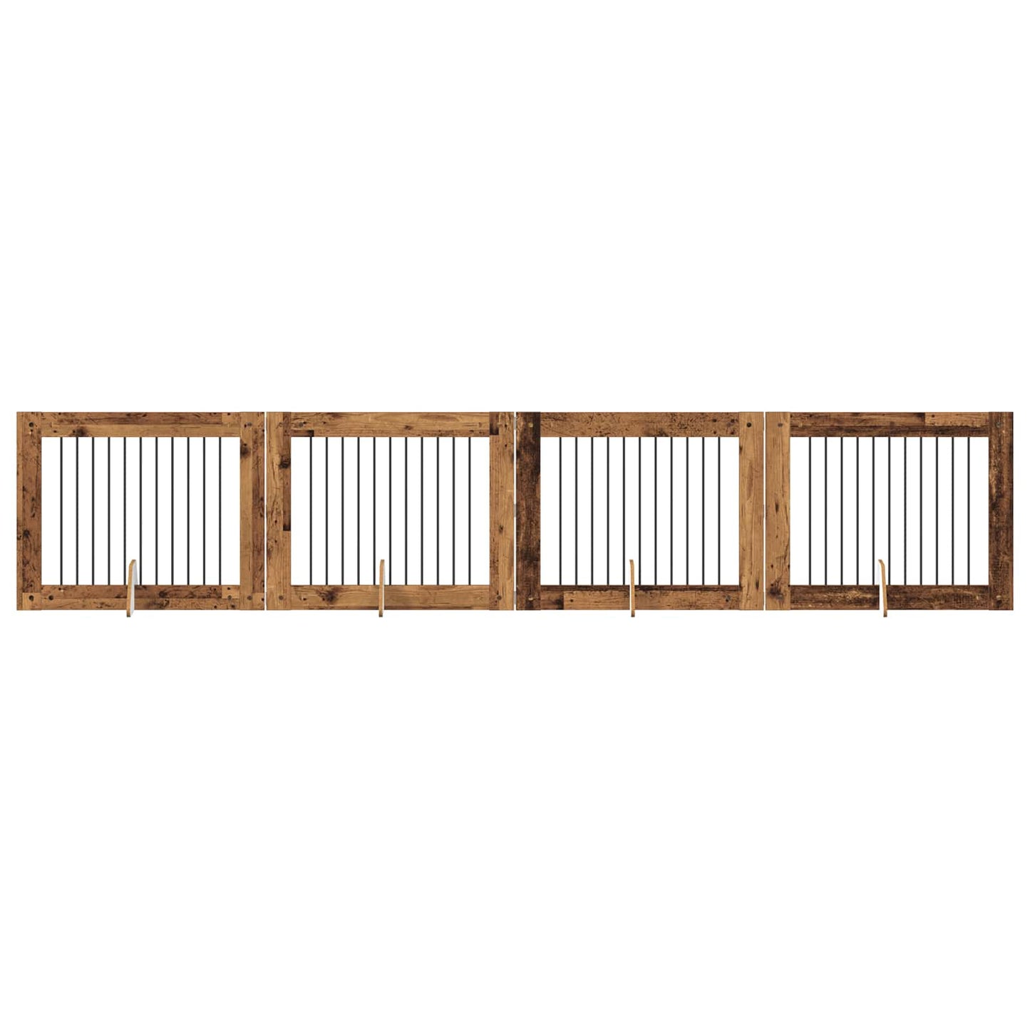 Cancello per cani con supporti 4 pcs Legno antico 100 x 80 cm | homemem39
