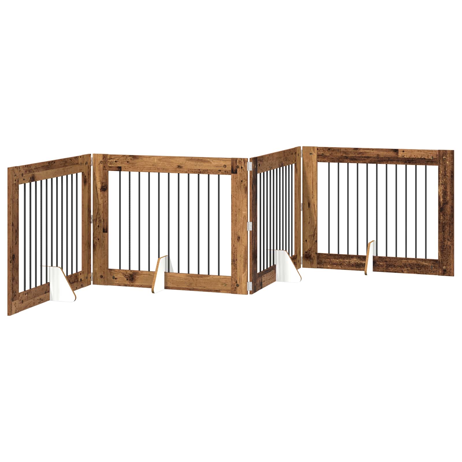 Cancello per cani con supporti 4 pcs Legno antico 100 x 80 cm | homemem39
