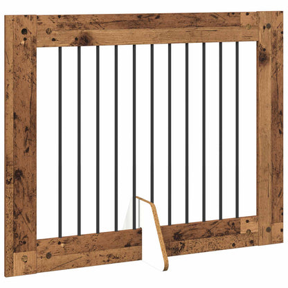 Cancello per cani con supporti 4 pcs Legno antico 100 x 80 cm | homemem39