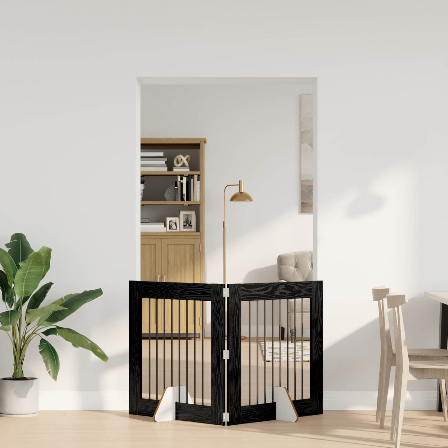 Cancello per cani con supporti 2 pcs Rovere Nero 80 x 80 cm | homemem39