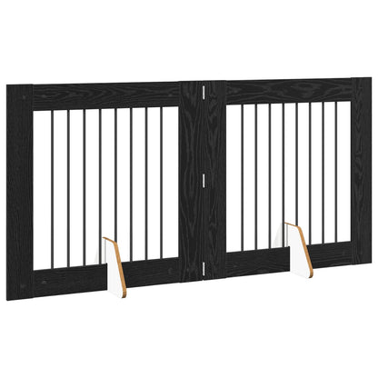 Cancello per cani con supporti 2 pcs Rovere Nero 80 x 80 cm | homemem39