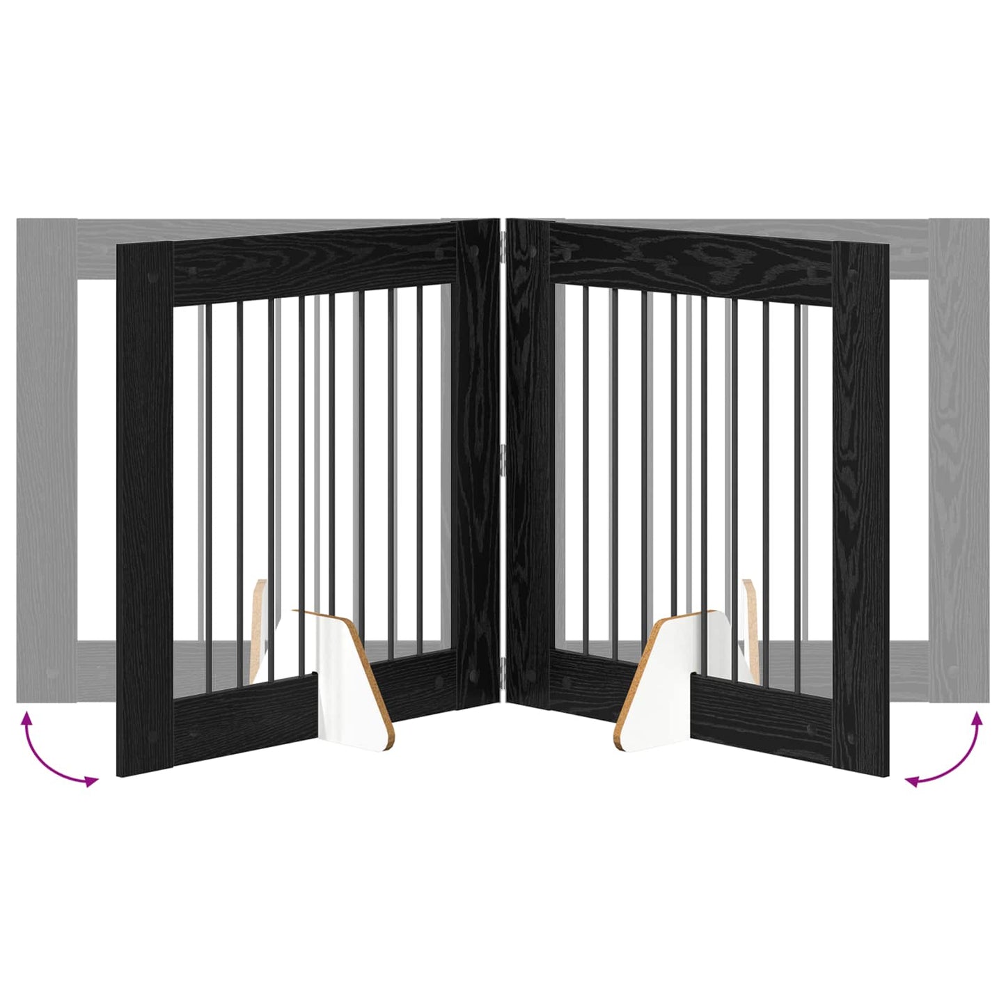 Cancello per cani con supporti 2 pcs Rovere Nero 80 x 80 cm | homemem39