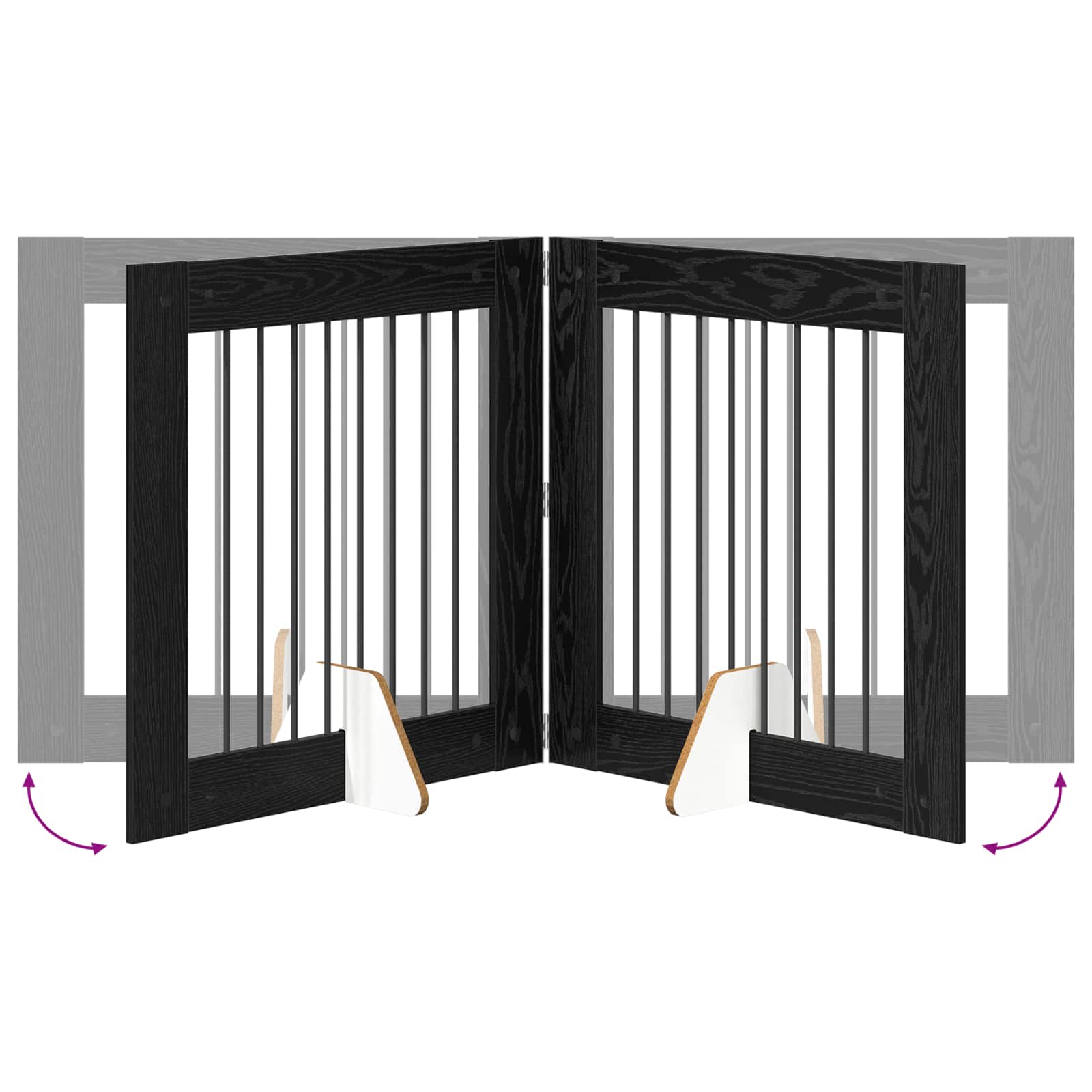 Cancello per cani con supporti 2 pcs Rovere Nero 80 x 80 cm | homemem39