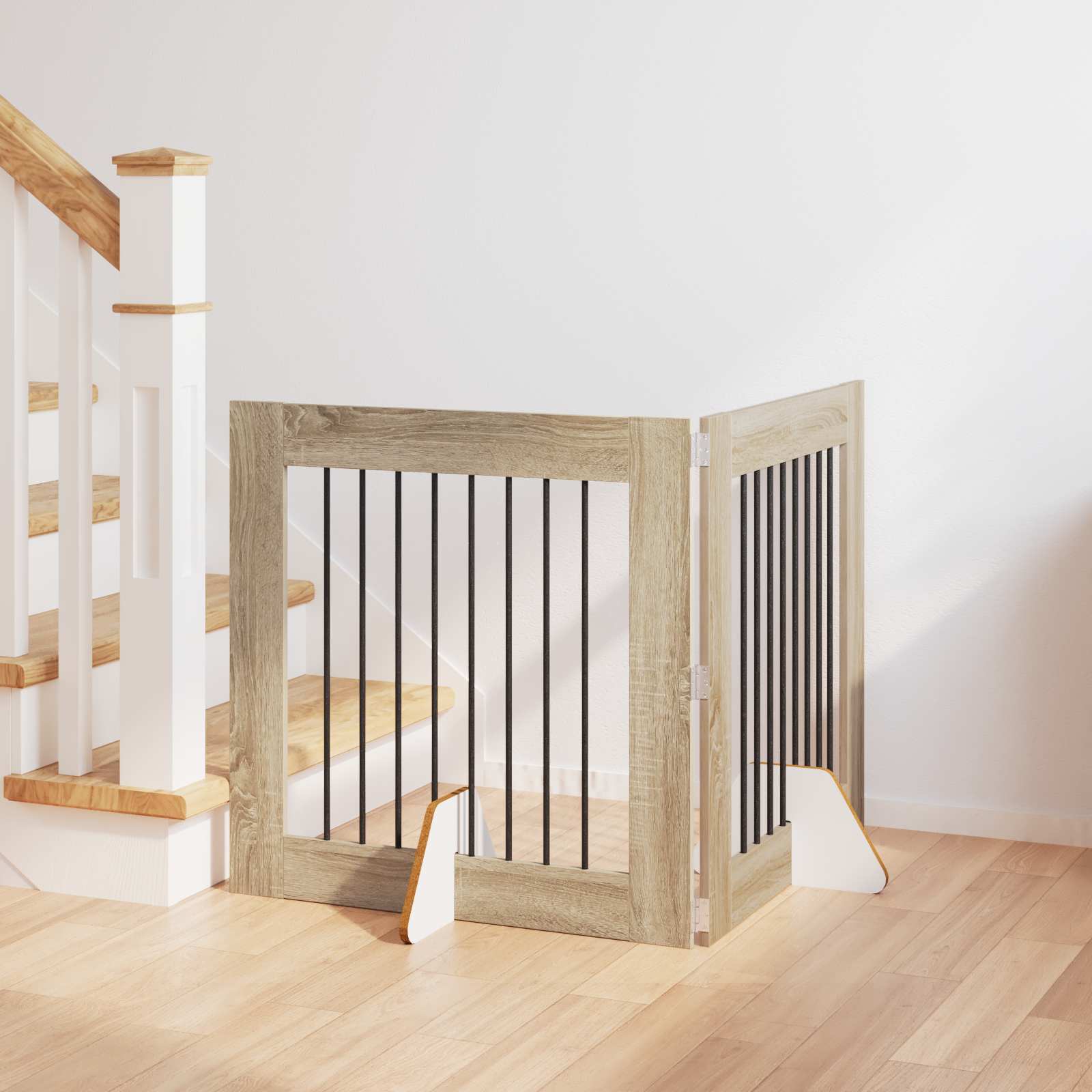 Cancello per cani con supporti 2 pcs Rovere Sonoma 80 x 80 cm | homemem39