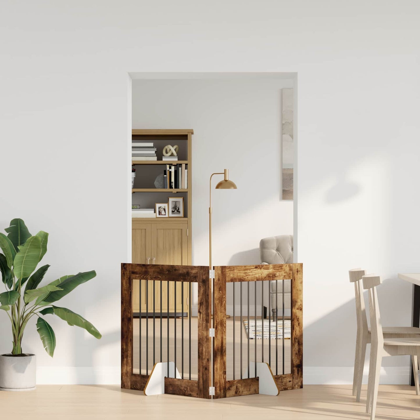 Cancello per cani con supporti 2 pcs Rovere Fumo 80 x 80 cm