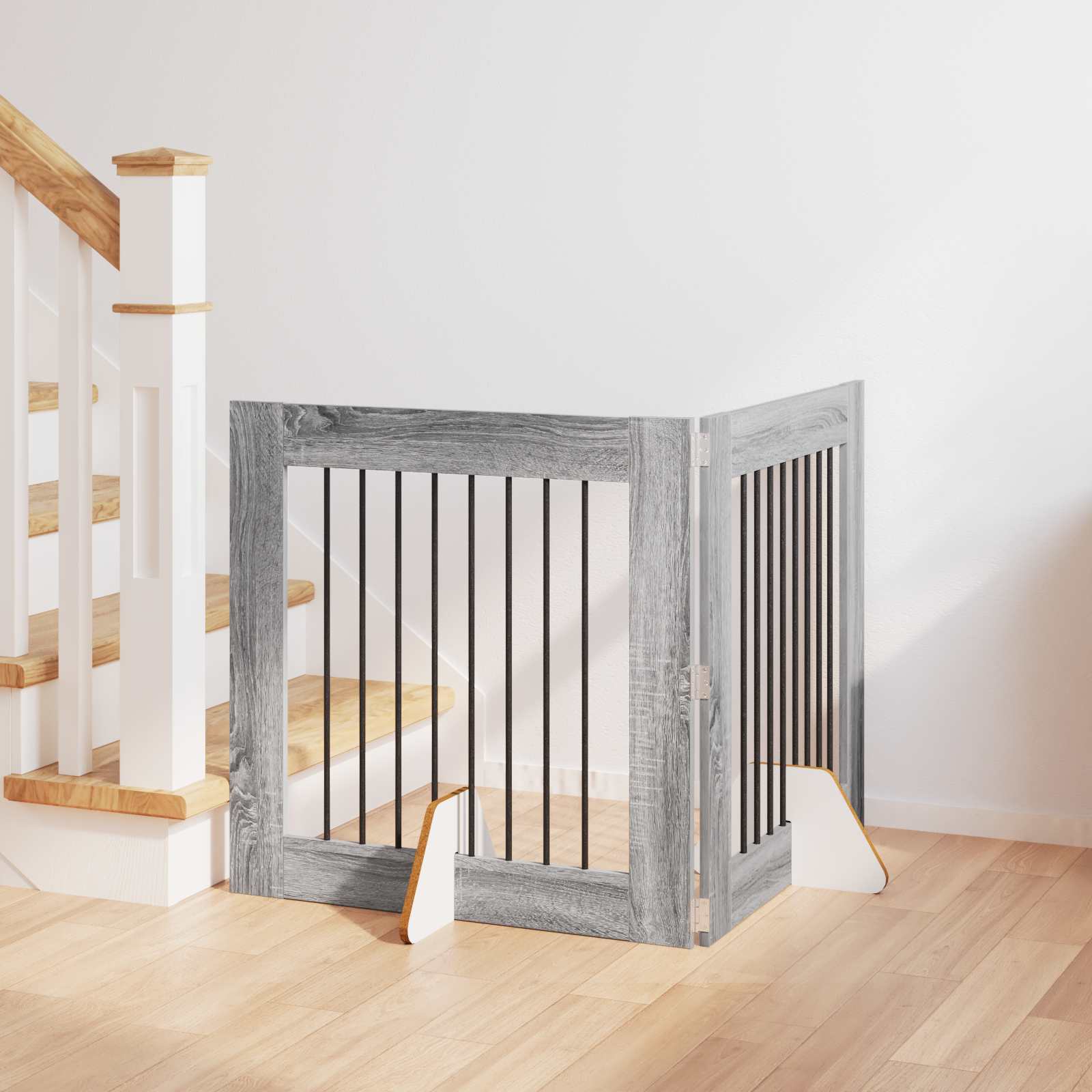 Cancello per cani con supporti 2 pcs Grigio Sonoma 80 x 80 cm | homemem39