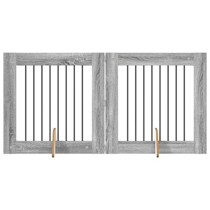 Cancello per cani con supporti 2 pcs Grigio Sonoma 80 x 80 cm | homemem39