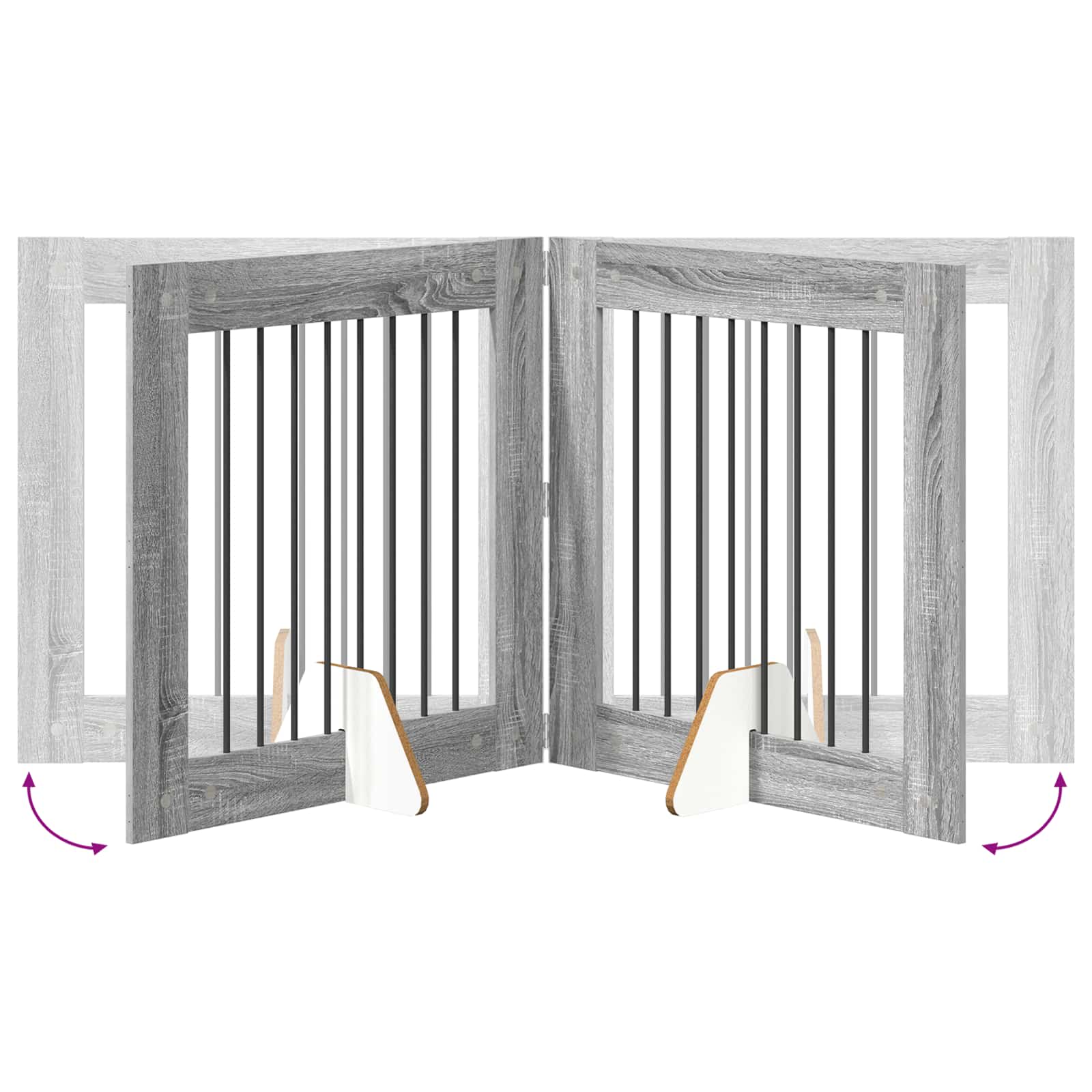 Cancello per cani con supporti 2 pcs Grigio Sonoma 80 x 80 cm | homemem39