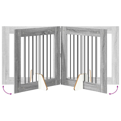 Cancello per cani con supporti 2 pcs Grigio Sonoma 80 x 80 cm | homemem39
