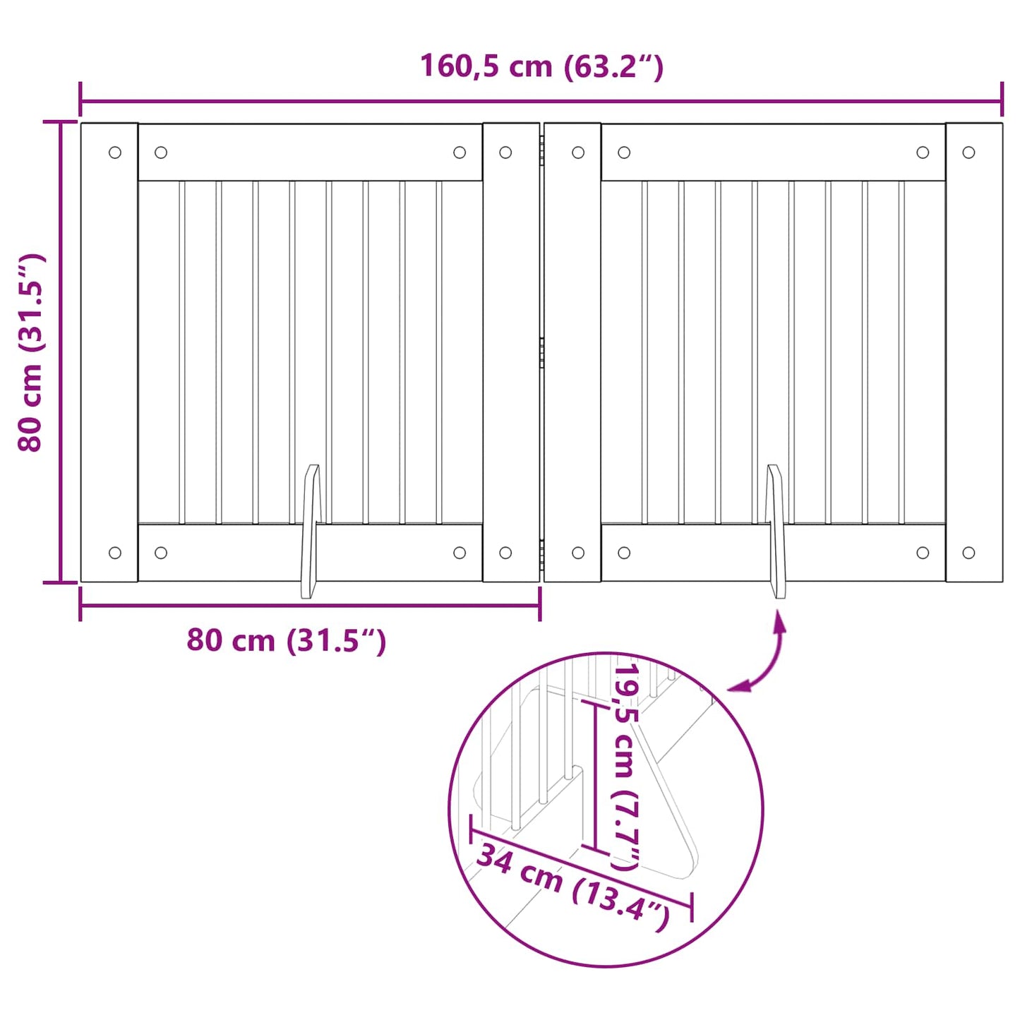 Cancello per cani con supporti 2 pcs Grigio Sonoma 80 x 80 cm | homemem39