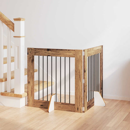 Cancello per cani con supporti 2 pcs Legno antico 80 x 80 cm