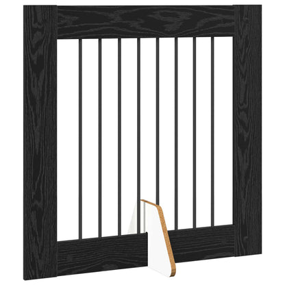 Cancello per cani con supporti 4 pcs Rovere Nero 80 x 80 cm | homemem39
