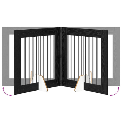 Cancello per cani con supporti 4 pcs Rovere Nero 80 x 80 cm | homemem39