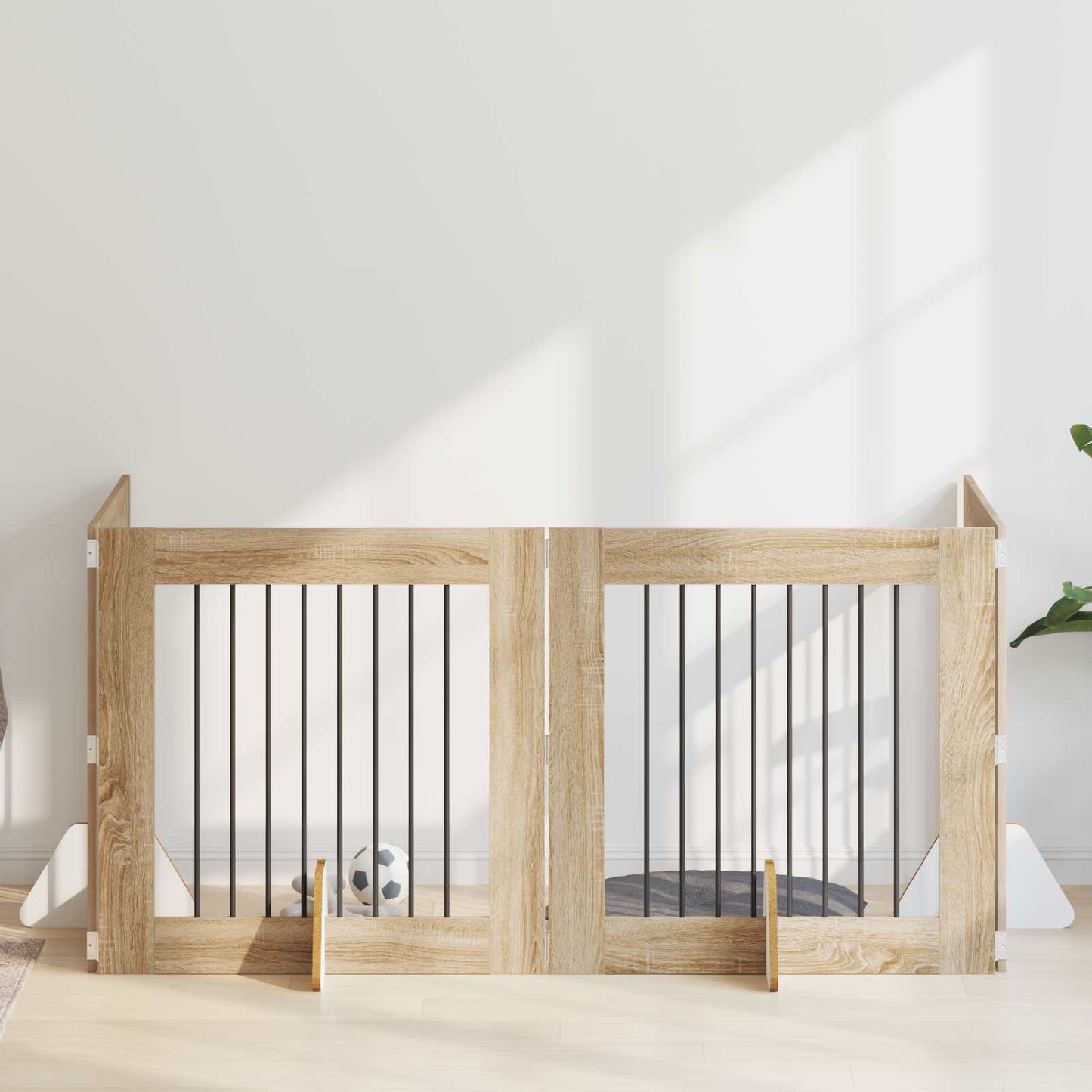 Cancello per cani con supporti 4 pcs Rovere Sonoma 80 x 80 cm