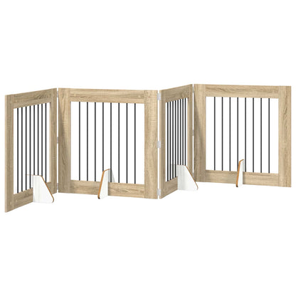 Cancello per cani con supporti 4 pcs Rovere Sonoma 80 x 80 cm | homemem39