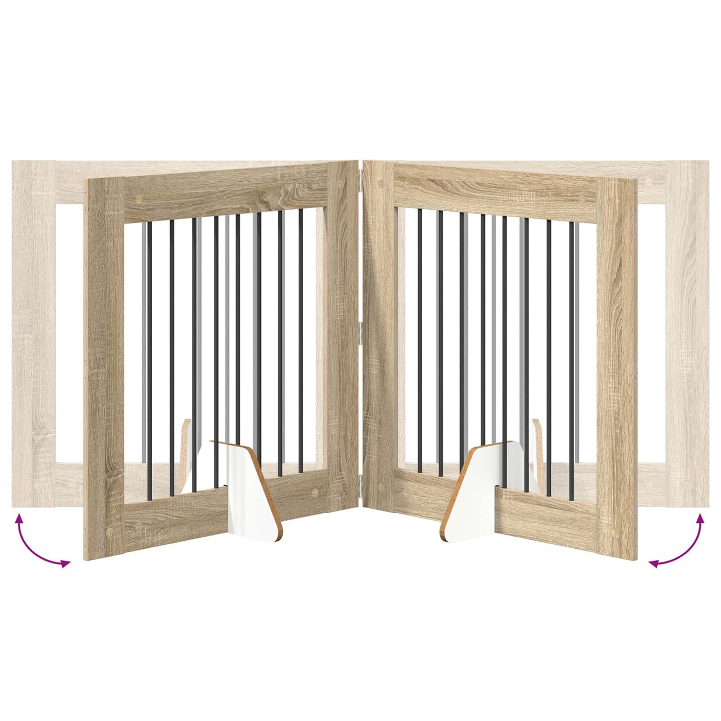 Cancello per cani con supporti 4 pcs Rovere Sonoma 80 x 80 cm | homemem39