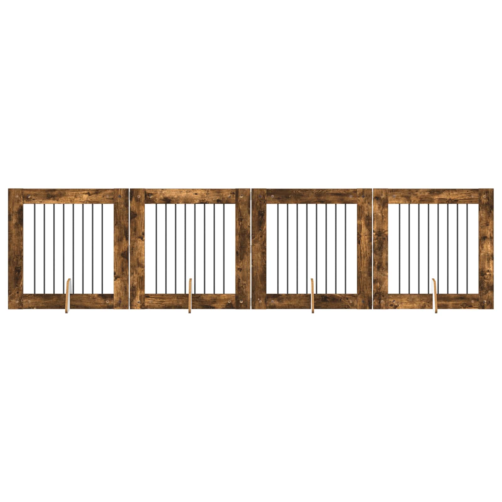 Cancello per cani con supporti 4 pcs Rovere Fumo 80 x 80 cm | homemem39