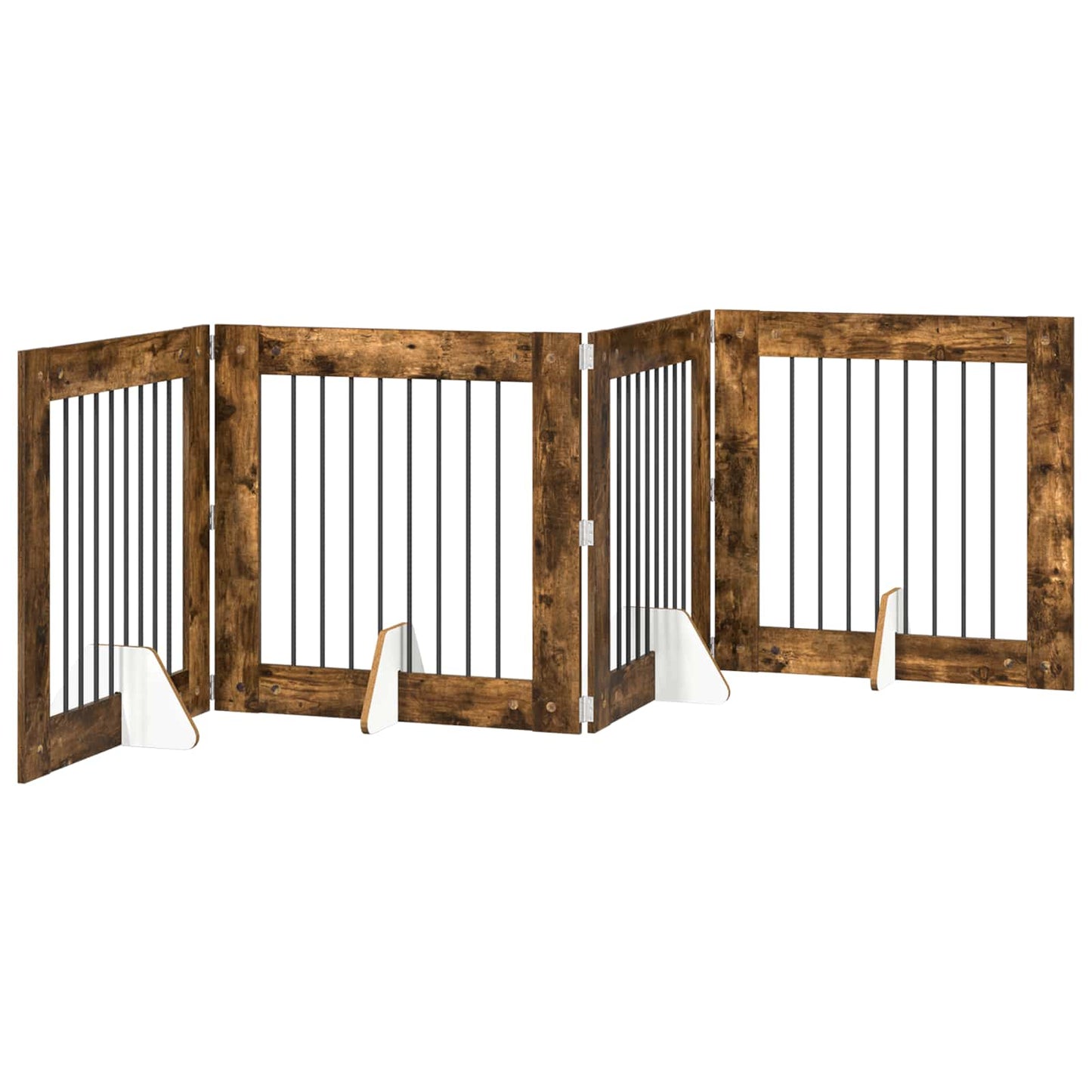 Cancello per cani con supporti 4 pcs Rovere Fumo 80 x 80 cm | homemem39