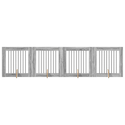 Cancello per cani con supporti 4 pcs Grigio Sonoma 80 x 80 cm | homemem39