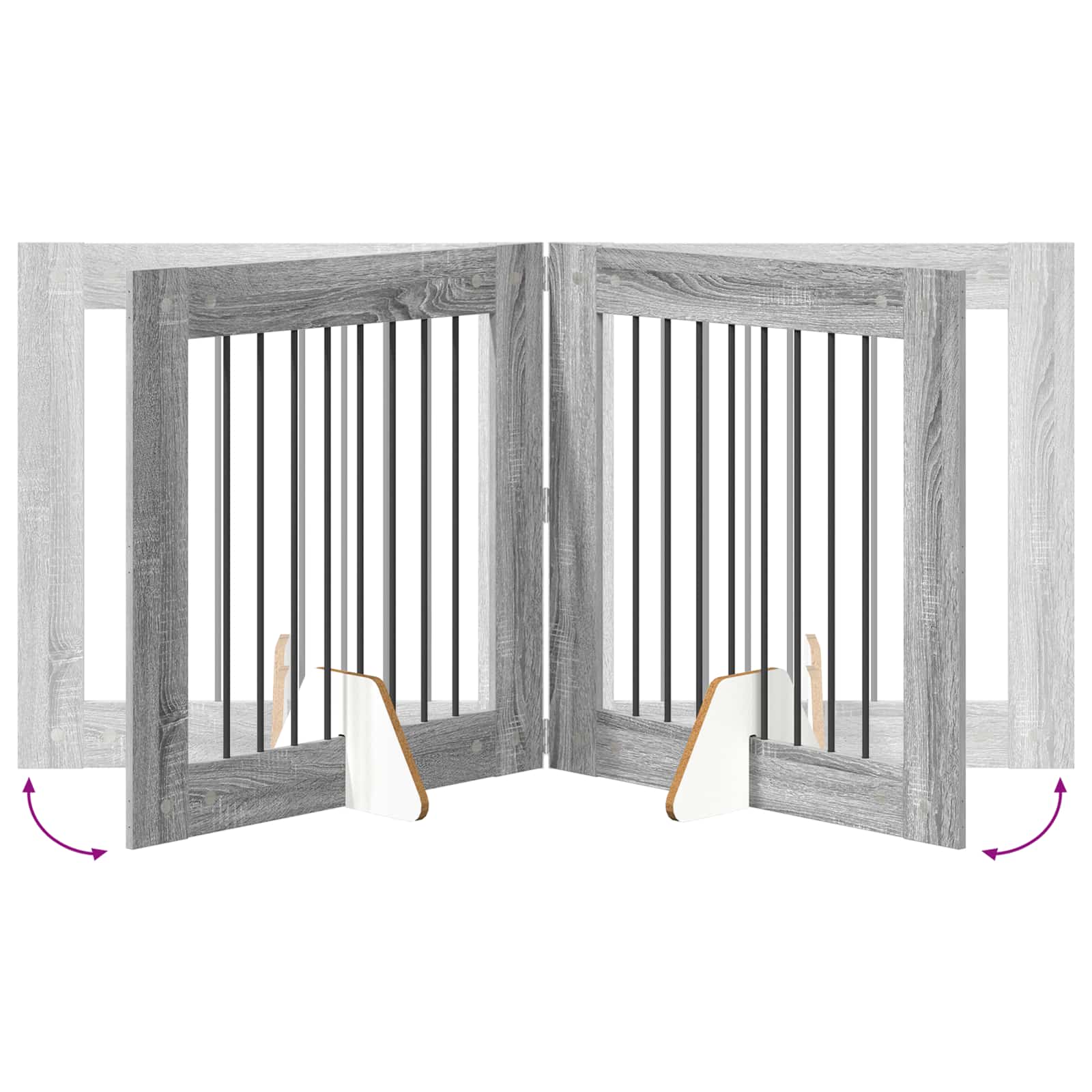Cancello per cani con supporti 4 pcs Grigio Sonoma 80 x 80 cm | homemem39