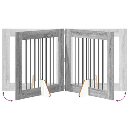 Cancello per cani con supporti 4 pcs Grigio Sonoma 80 x 80 cm | homemem39