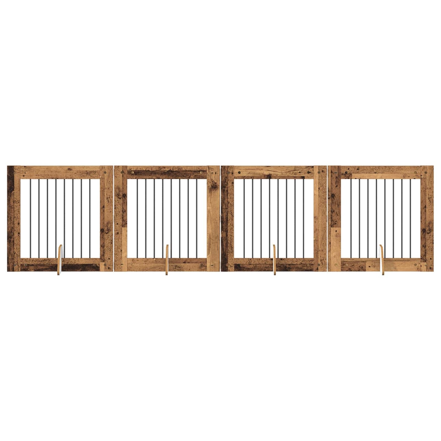 Cancello per cani con supporti 4 pcs Legno antico 80 x 80 cm | homemem39