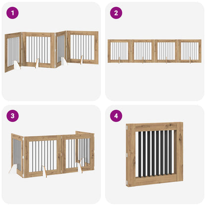 Cancello per cani pieghevole con supporti 4 pcs 321 cm