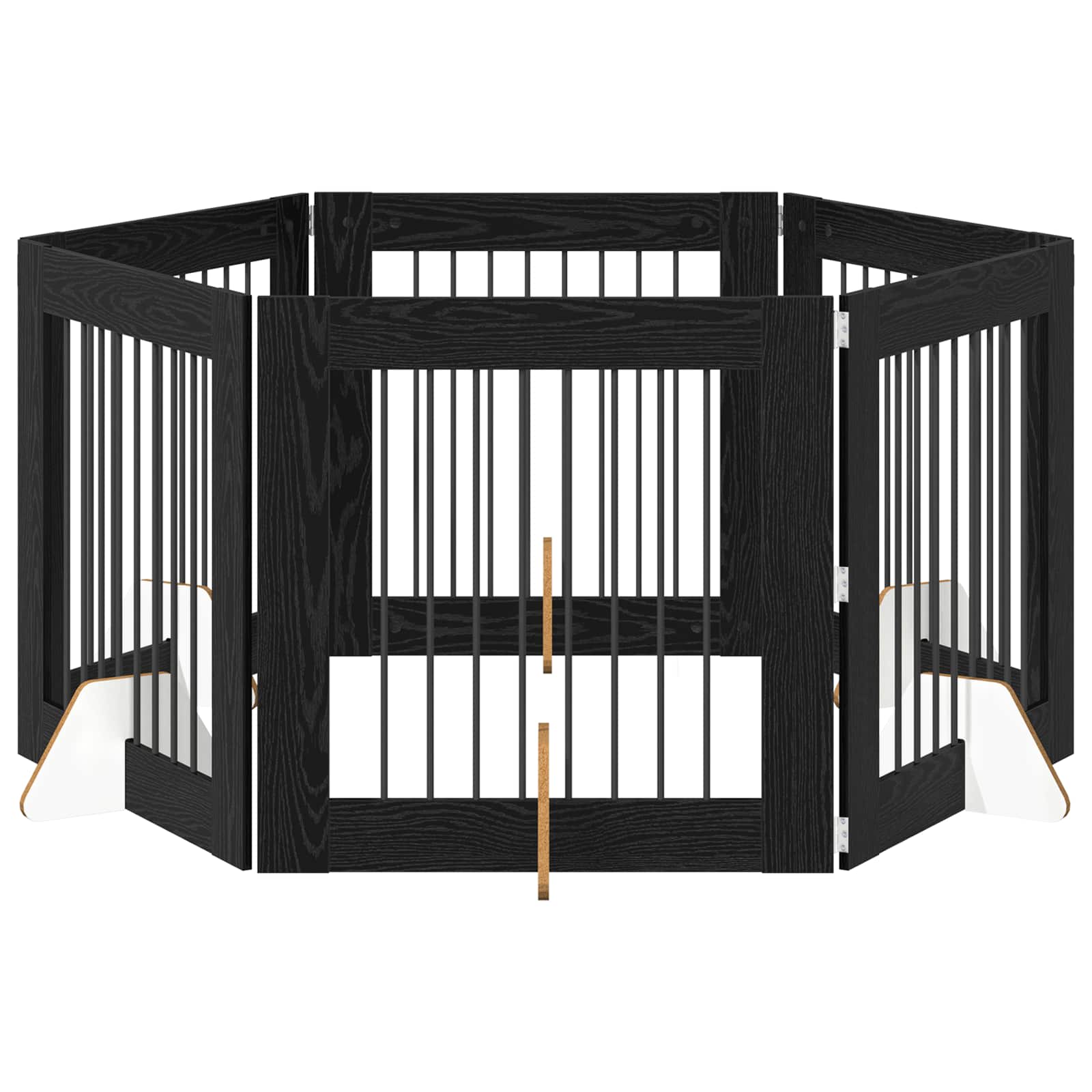 Cancello per cani con supporti 6 pcs Rovere Nero 80 x 80 cm | homemem39