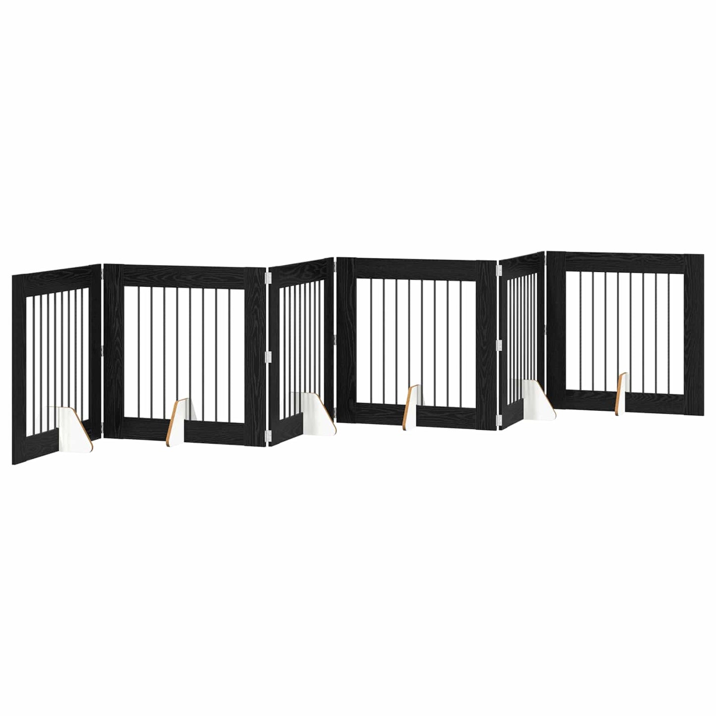 Cancello per cani con supporti 6 pcs Rovere Nero 80 x 80 cm | homemem39