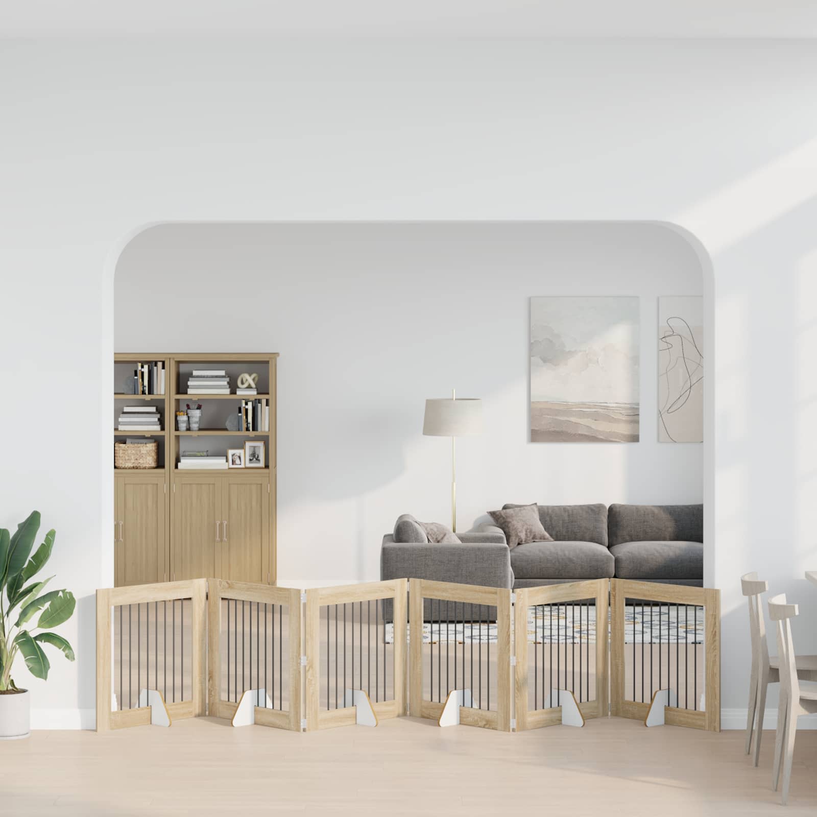 Cancello per cani con supporti 6 pcs Rovere Sonoma 80 x 80 cm | homemem39