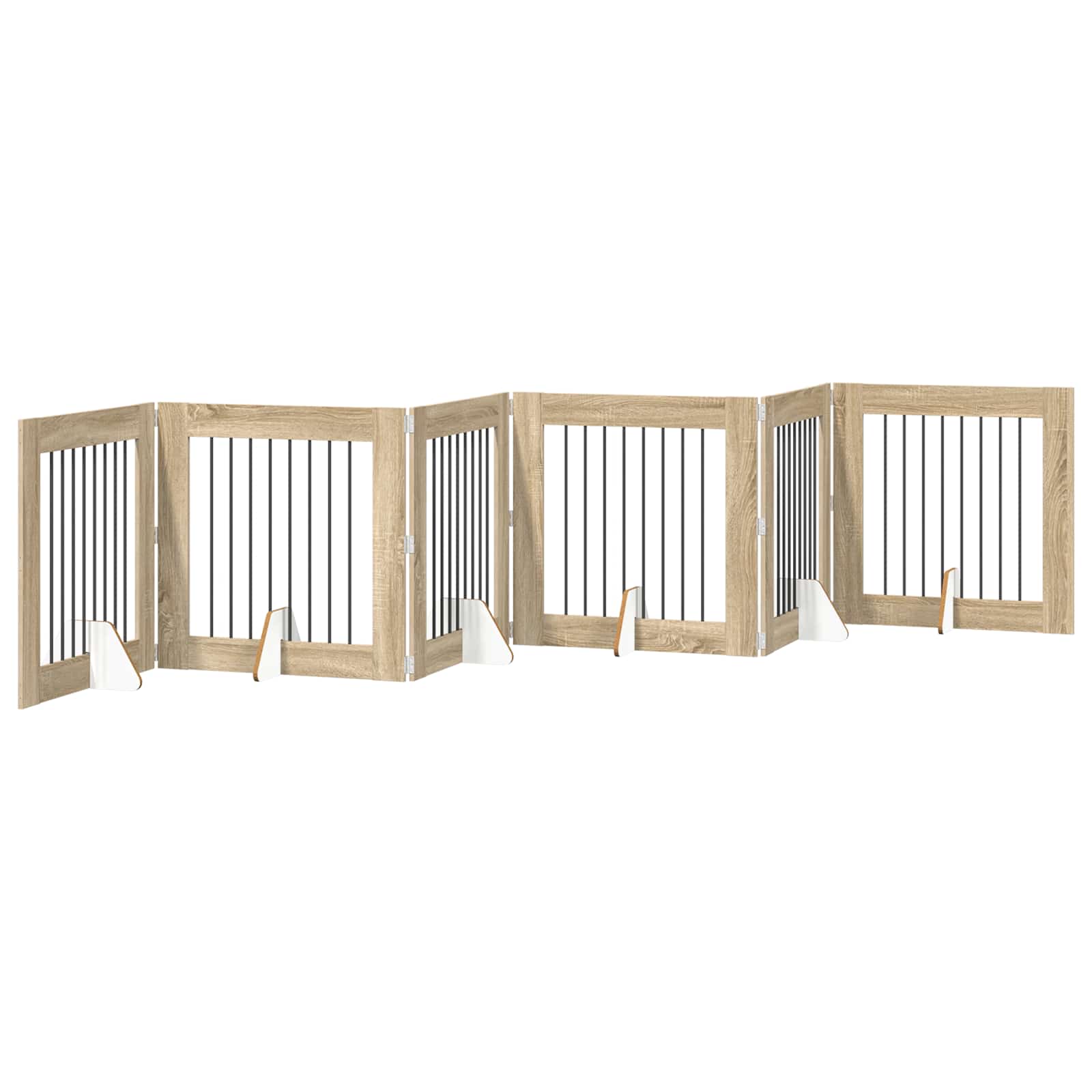 Cancello per cani con supporti 6 pcs Rovere Sonoma 80 x 80 cm | homemem39
