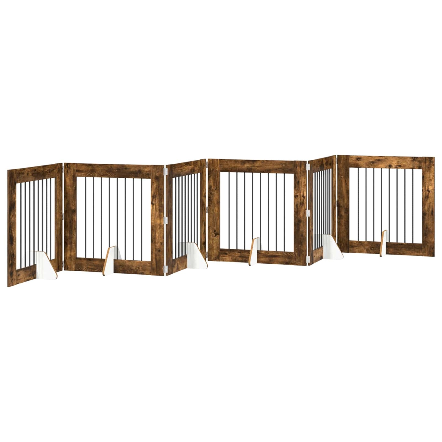 Cancello per cani con supporti 6 pcs Rovere Fumo 80 x 80 cm | homemem39