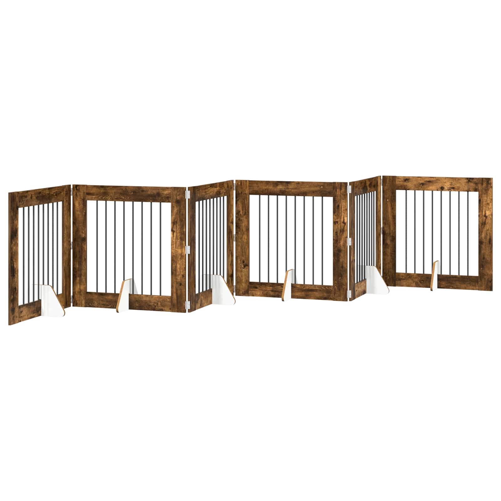 Cancello per cani con supporti 6 pcs Rovere Fumo 80 x 80 cm | homemem39