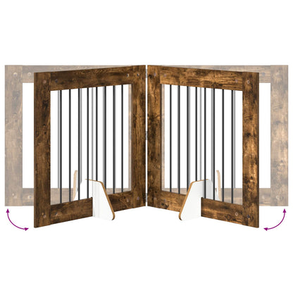 Cancello per cani con supporti 6 pcs Rovere Fumo 80 x 80 cm | homemem39