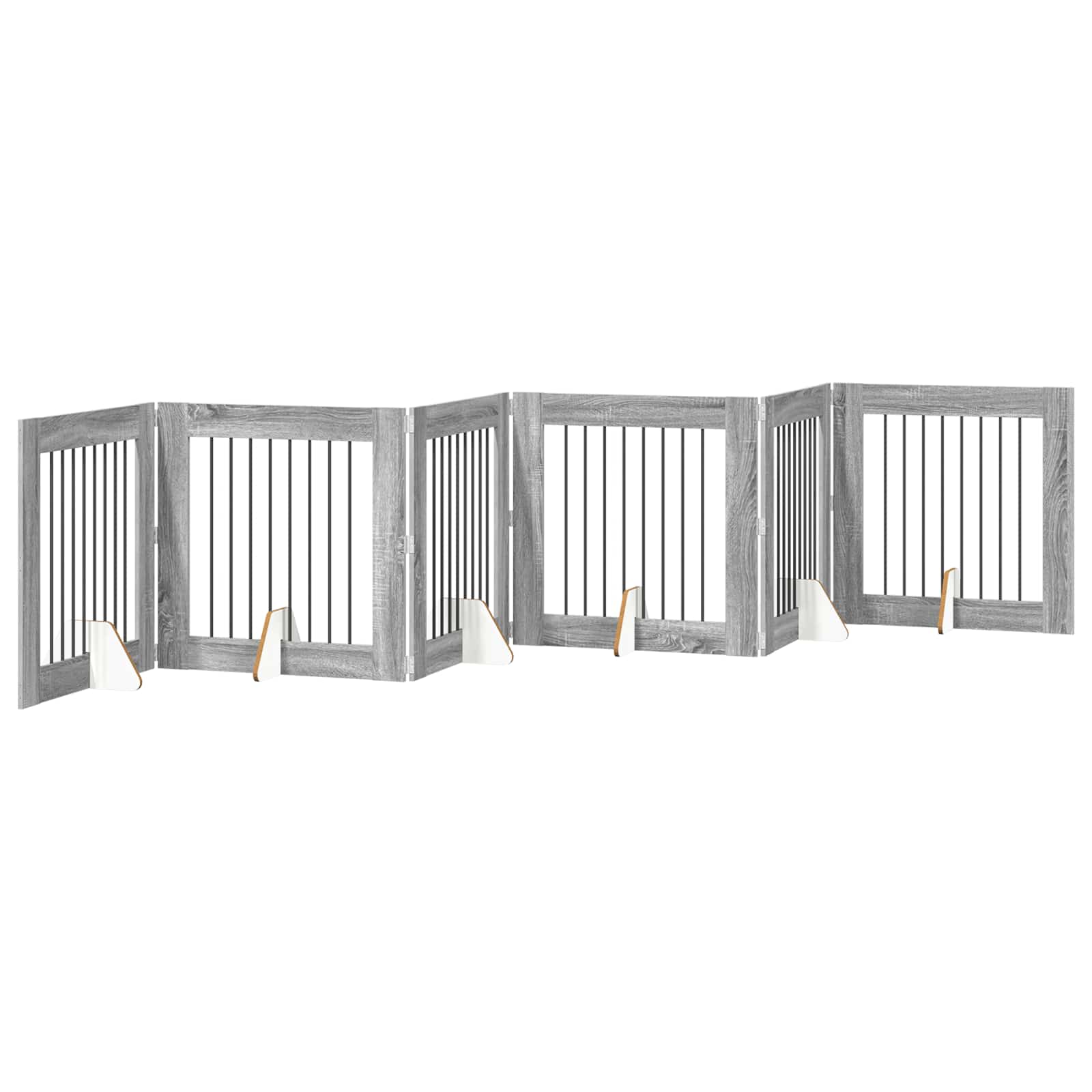 Cancello per cani con supporti 6 pcs Grigio Sonoma 80 x 80 cm | homemem39