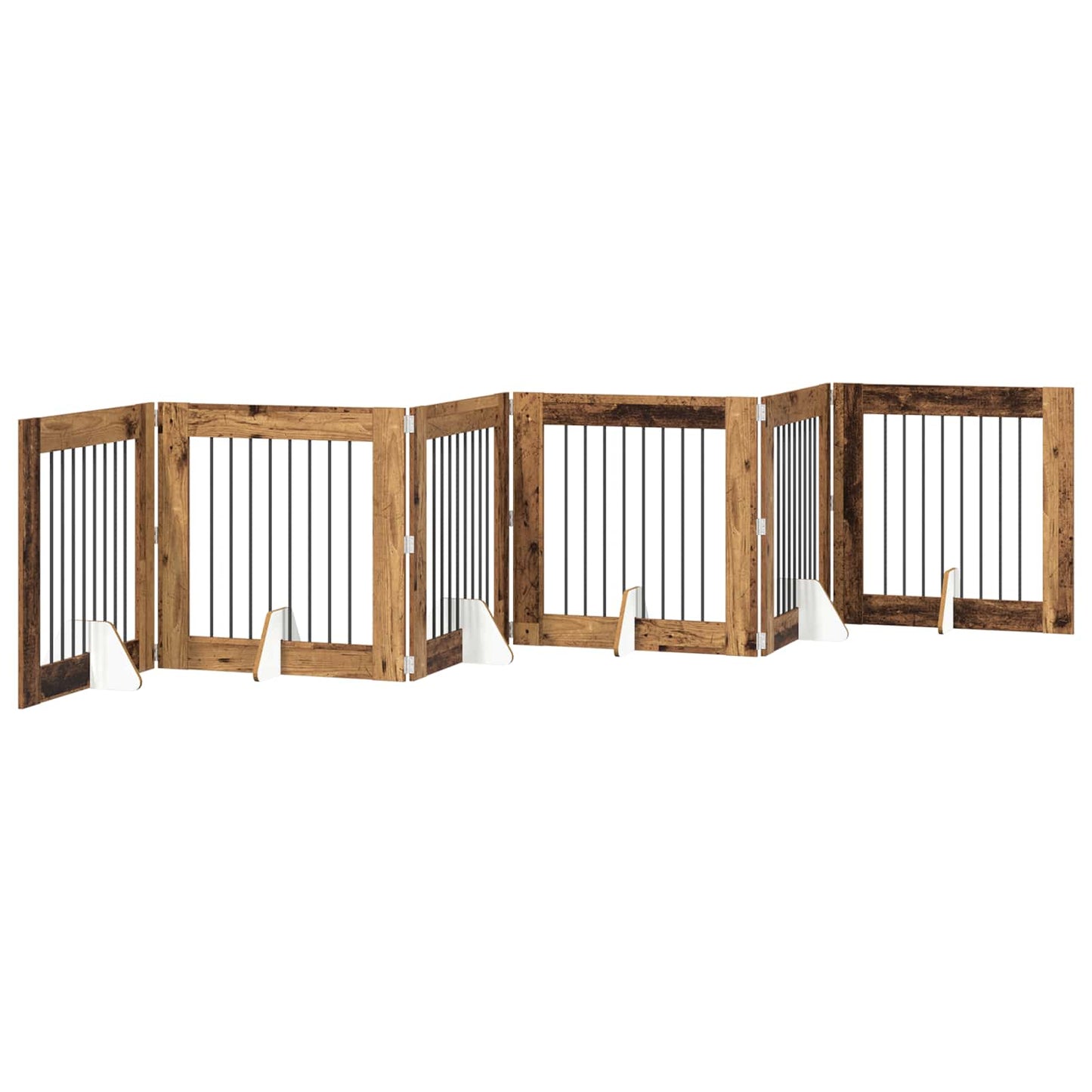 Cancello per cani con supporti 6 pcs Legno antico 80 x 80 cm | homemem39