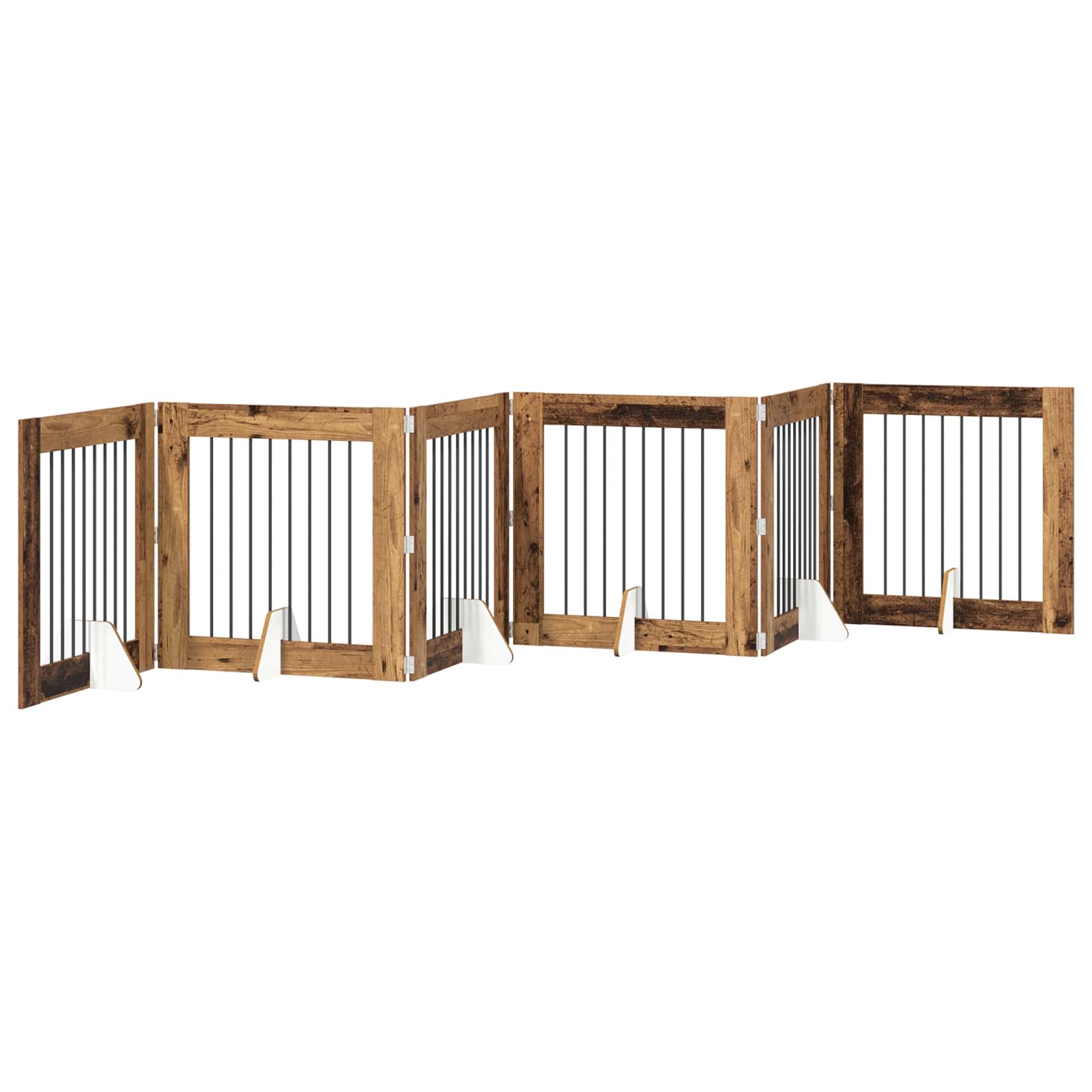 Cancello per cani con supporti 6 pcs Legno antico 80 x 80 cm | homemem39