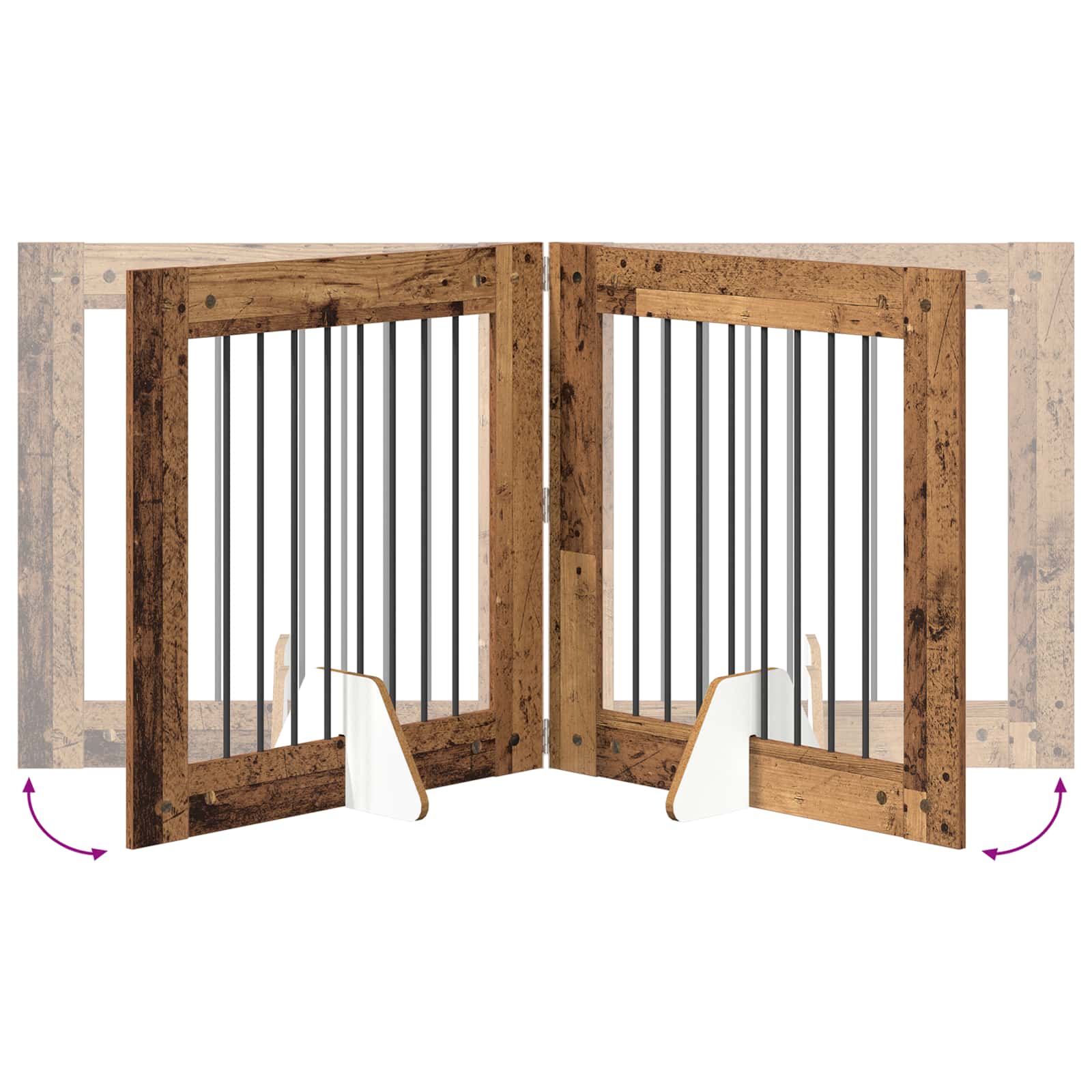 Cancello per cani con supporti 6 pcs Legno antico 80 x 80 cm | homemem39