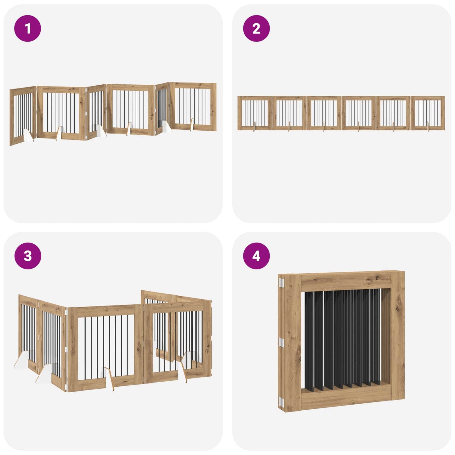 Cancello per cani pieghevole con supporti 6 pcs 482 cm