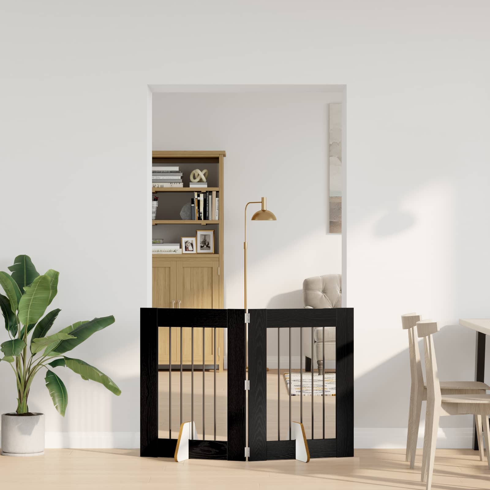 Cancello per cani con supporti 2 pcs Rovere Nero 60 x 80 cm | homemem39