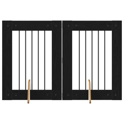 Cancello per cani con supporti 2 pcs Rovere Nero 60 x 80 cm | homemem39