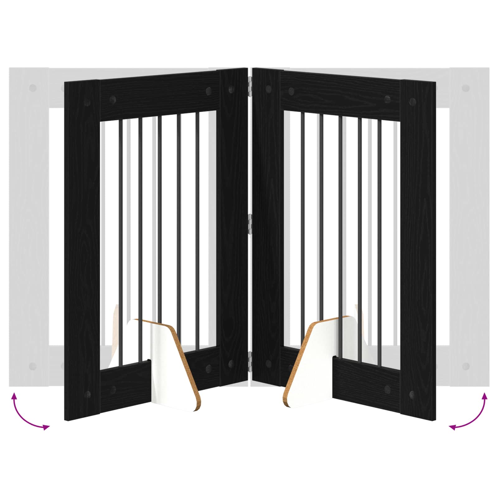 Cancello per cani con supporti 2 pcs Rovere Nero 60 x 80 cm | homemem39