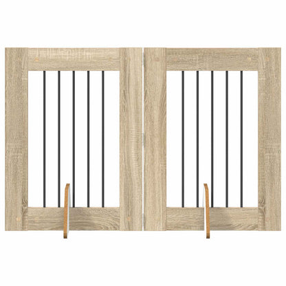 Cancello per cani con supporti 2 pcs Rovere Sonoma 60 x 80 cm | homemem39