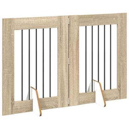 Cancello per cani con supporti 2 pcs Rovere Sonoma 60 x 80 cm | homemem39