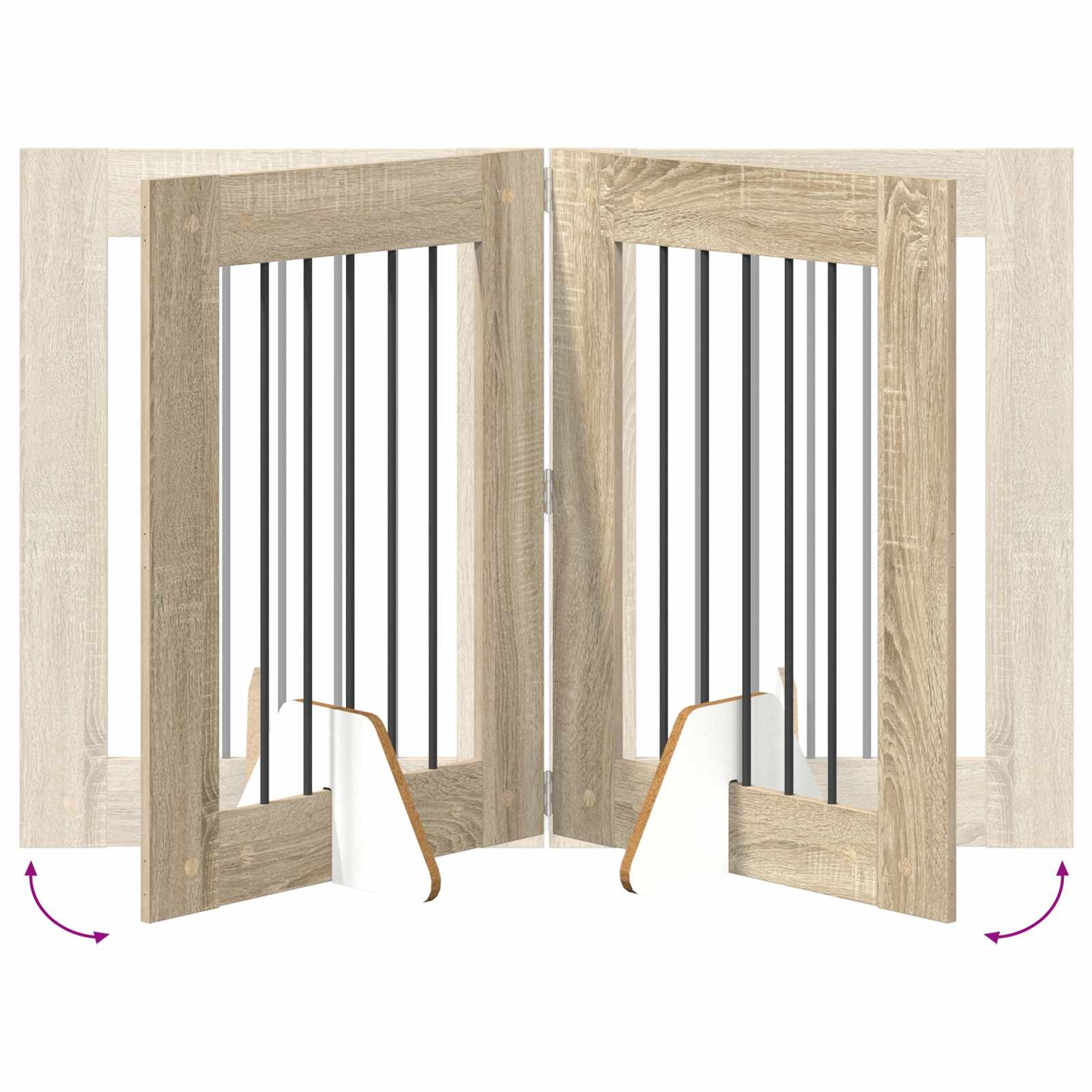 Cancello per cani con supporti 2 pcs Rovere Sonoma 60 x 80 cm | homemem39