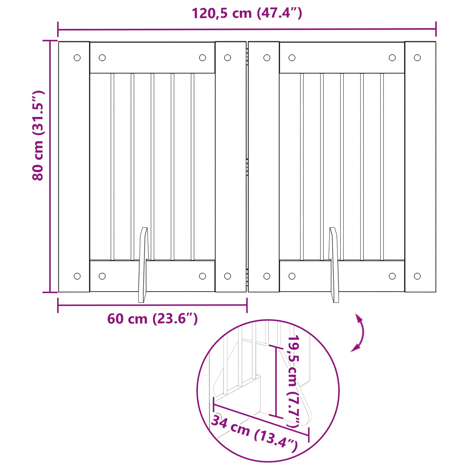 Cancello per cani con supporti 2 pcs Rovere Sonoma 60 x 80 cm | homemem39