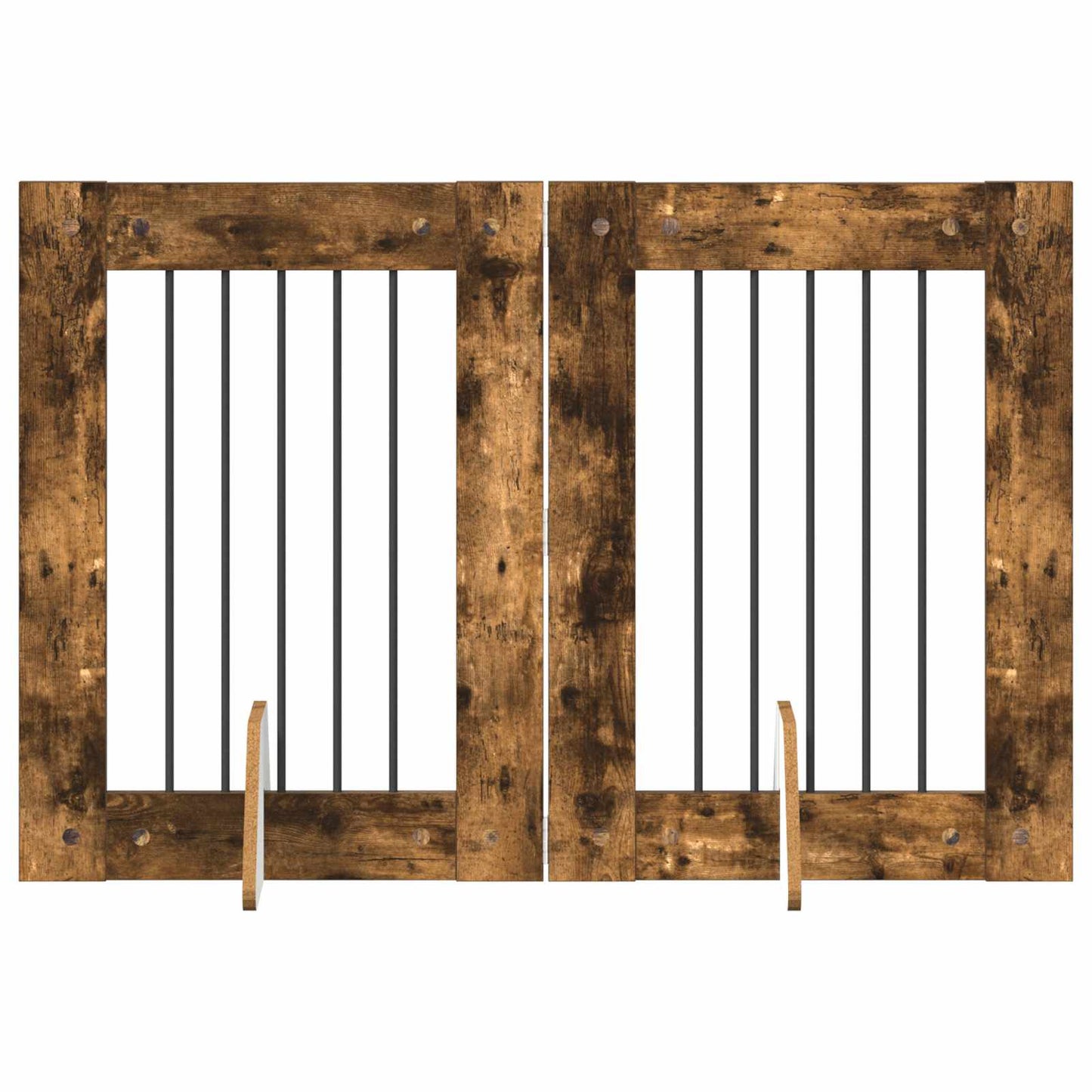 Cancello per cani con supporti 2 pcs Rovere Fumo 60 x 80 cm | homemem39